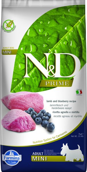 Farmina N&D Prime Lamb & Blueberry Recipe Adult Mini Dry Dog Food, 15.4-lb bag slide 1 of 7