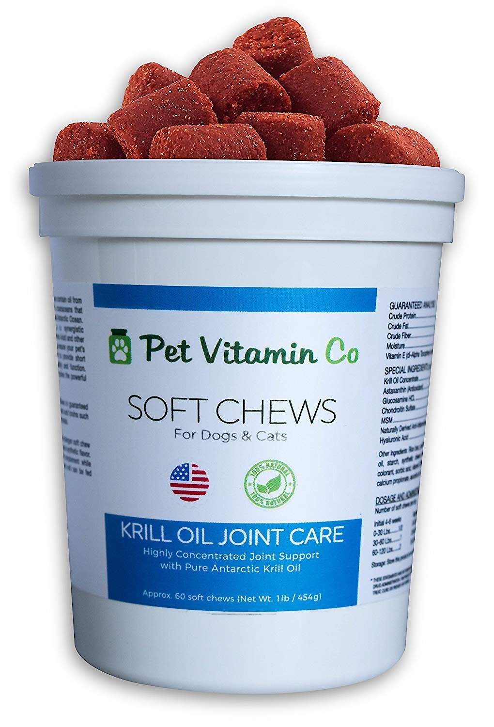 Pet Vitamin Co Krill Oil Joint Care Soft Chews Dog & Cat Supplement, 60 count