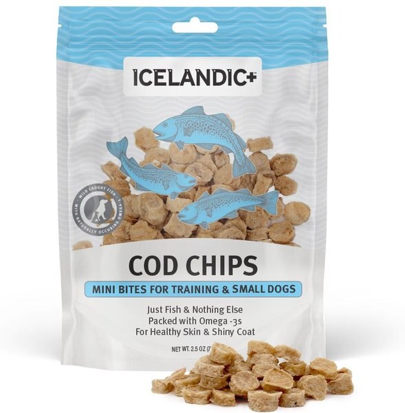 Icelandic+ Mini Cod Fish Chips Dog Treat, 3-oz bag slide 1 of 3