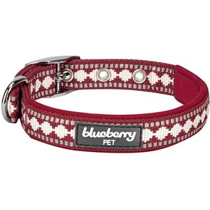 Blueberry Pet 3M Reflective Pattern Dog Collar, Marsala Red, Small: 9 to 12.5-in neck, 5/8-in wide