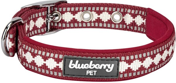 Blueberry Pet 3M Pattern Polyester Reflective Dog Collar, Marsala Red, Medium: 13 to 16.5-in neck, 3/4-in wide slide 1 of 8
