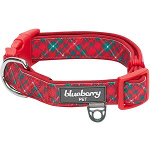 Blueberry Pet Soft & Comfy Padded Polyester Dog Collar, Classic Red & Green Plaid, Small: 12 to 16-in neck, 5/8-in wide