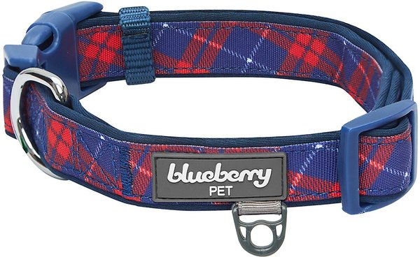 Blueberry Pet Soft & Comfy Padded Polyester Dog Collar, Navy Blue & Red Plaid, Small: 12 to 16-in neck, 5/8-in wide slide 1 of 8