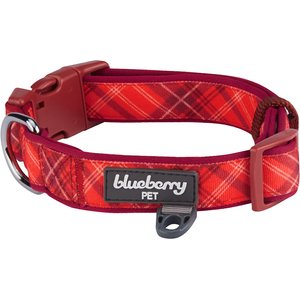 Blueberry Pet Soft & Comfy Padded Polyester Dog Collar, Aileen Red, Medium: 14.5 to 20-in neck, 3/4-in wide