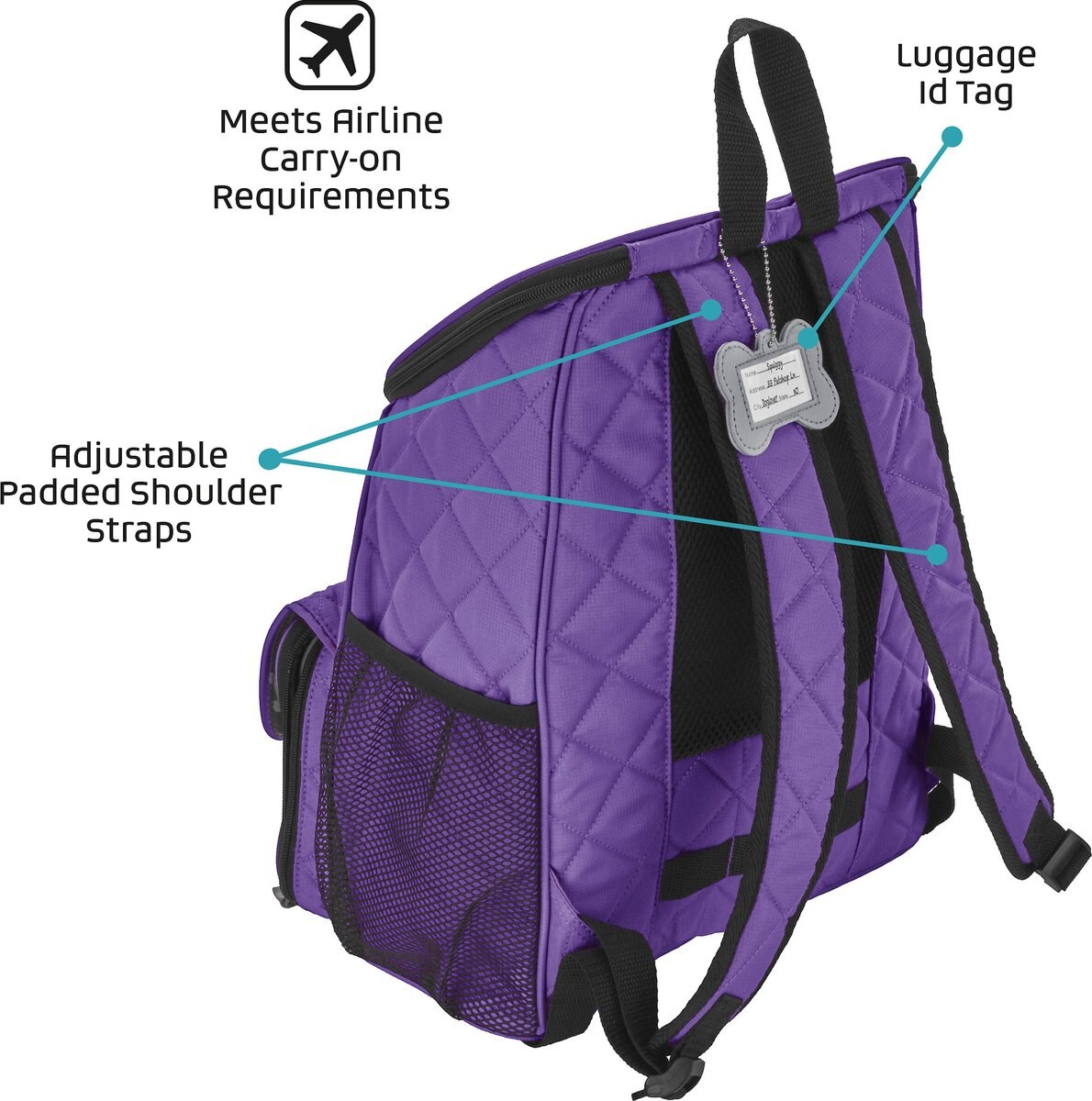 MOBILE DOG GEAR Weekender Backpack Pet Travel Bag, Purple