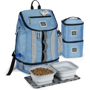 Mobile Dog Gear Drop Bottom Weekender Backpack Pet Travel Bag, Blue