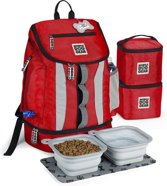 Mobile Dog Gear Drop Bottom Weekender Backpack Pet Travel Bag, Red slide 1 of 5