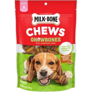 Milk-Bone Gnaw Bones Mini Peanut Butter & Chicken Flavor Dog Treats, 8 count