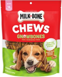 Milk-Bone Gnaw Bones Mini Peanut Butter & Chicken Flavor Dog Treats, 16 count