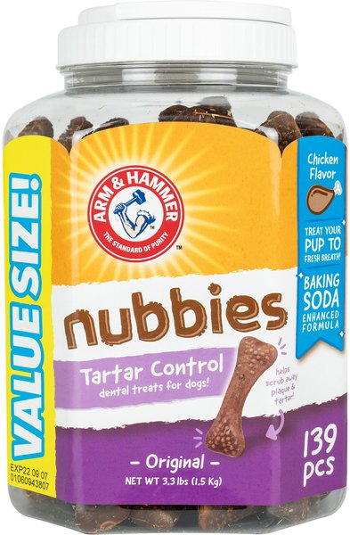Arm & Hammer Products Nubbies Tartar Control Original Chicken Flavor Dog Dental Chews, 139 count slide 1 of 3