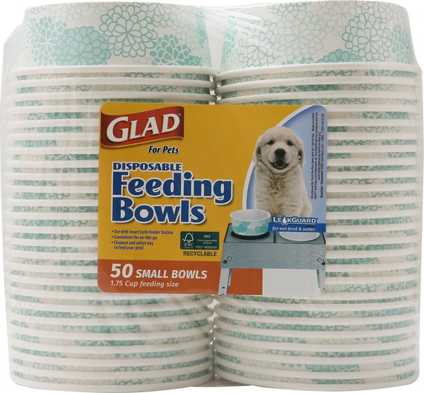 Discontinued GLAD for Pets Disposable Dog Bowl Teal 1.75 cup 50 count Chewy