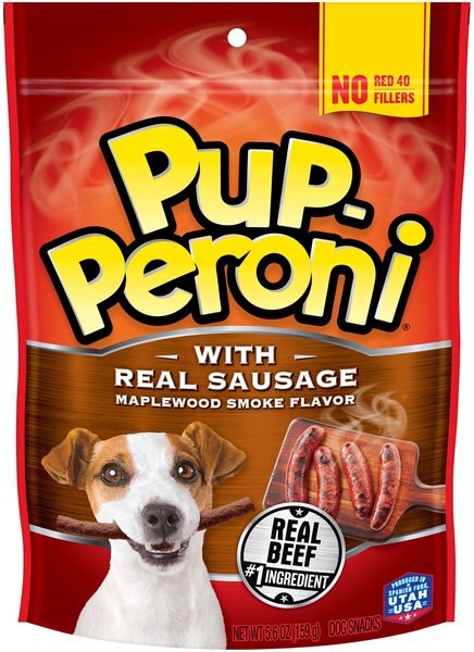 Pup-Peroni Real Sausage Maplewood Smoke Flavor Dog Treats, 5.6-oz bag, case of 8 slide 1 of 6