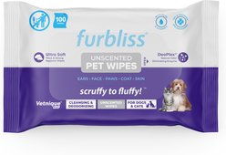 Vetnique Labs Furbliss Pet Wipes Cleansing & Deodorizing Hypoallergenic Paw & Body Dog & Cat Wipes, Unscented, 100 count slide 1 of 8