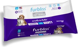 Vetnique Labs Furbliss Pet Wipes Cleansing & Deodorizing Hypoallergenic Paw & Body Dog & Cat Grooming Wipes, Unscented