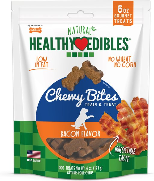 Nylabone Healthy Edibles Chewy Bites Bacon Flavor Dog Training Treats, 6-oz bag slide 1 of 10