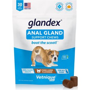 Vetnique Labs Glandex Anal Gland & Probiotic Pork Flavored Pumpkin Fiber & Digestive Boot the Scoot Soft Chew Dog Supplement, 30 count