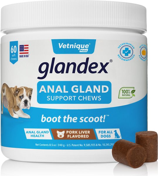 Vetnique Labs Glandex Anal Gland & Probiotic Pork Flavored Pumpkin Fiber & Digestive Soft Chew Dog Supplement, 60 count slide 1 of 9