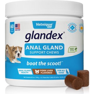 Vetnique Labs Glandex Boot the Scoot Pork Liver Soft Chew Digestive & Anal Gland Supplement for Dogs, 60 count