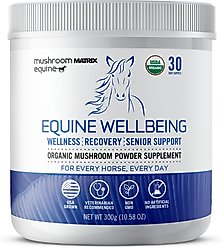 Equine Matrix Wellbeing Organic Mushroom Powder Senior Powder Horse Supplement, 300-gram tub