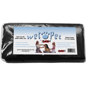 Raypet Wet Pet Dog & Cat Towel, 5 count, Black