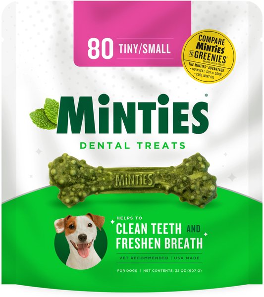 VetIQ Minties Tiny/Small Dental Bone Dog Treats, 80 count slide 1 of 6