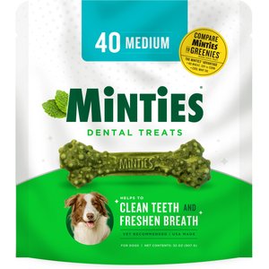 VetIQ Minties Medium/Large Dental Bone Dog Treats, 40 count