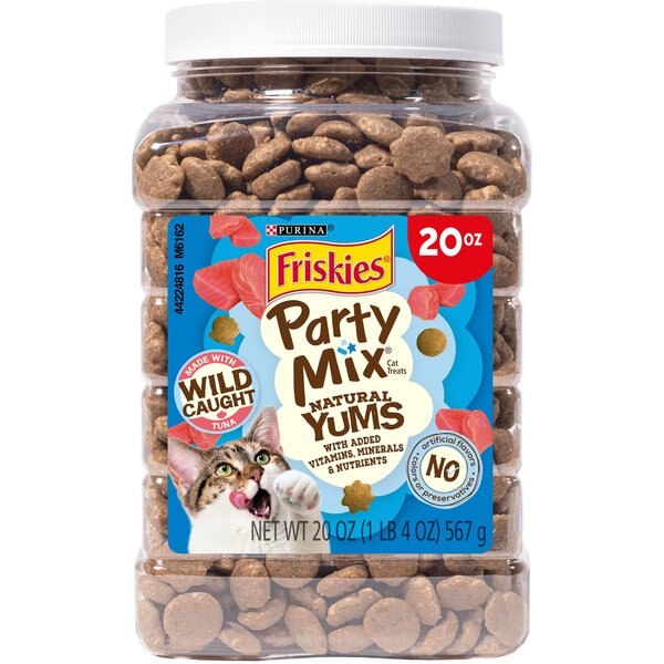 Purina Friskies Party Mix Chicken Lovers Crunch Cat Treats, 20oz tub