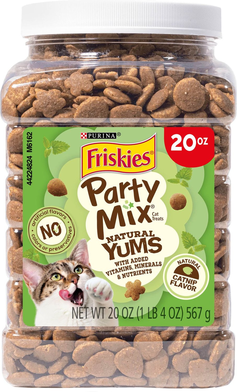 FRISKIES Party Mix Natural Yums Catnip Flavor Cat Treats, 20oz tub