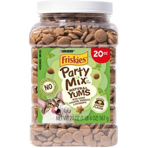 Friskies Party Mix Natural Yums Catnip Flavor Cat Treats, 20-oz tub