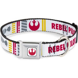 Buckle-Down Star Wars Rebel Pilot Polyester Seatbelt Buckle Dog Collar, Wide Large: 18 to 32-in neck, 1.5-in wide