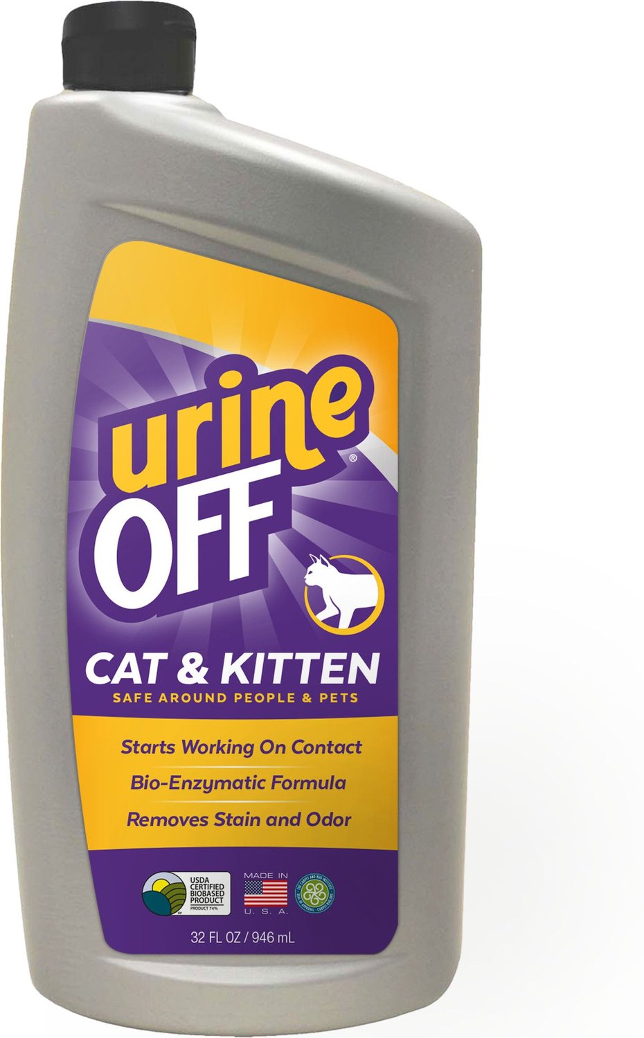 URINE OFF Cat & Kitten Formula Stain & Odor Remover, 32oz bottle