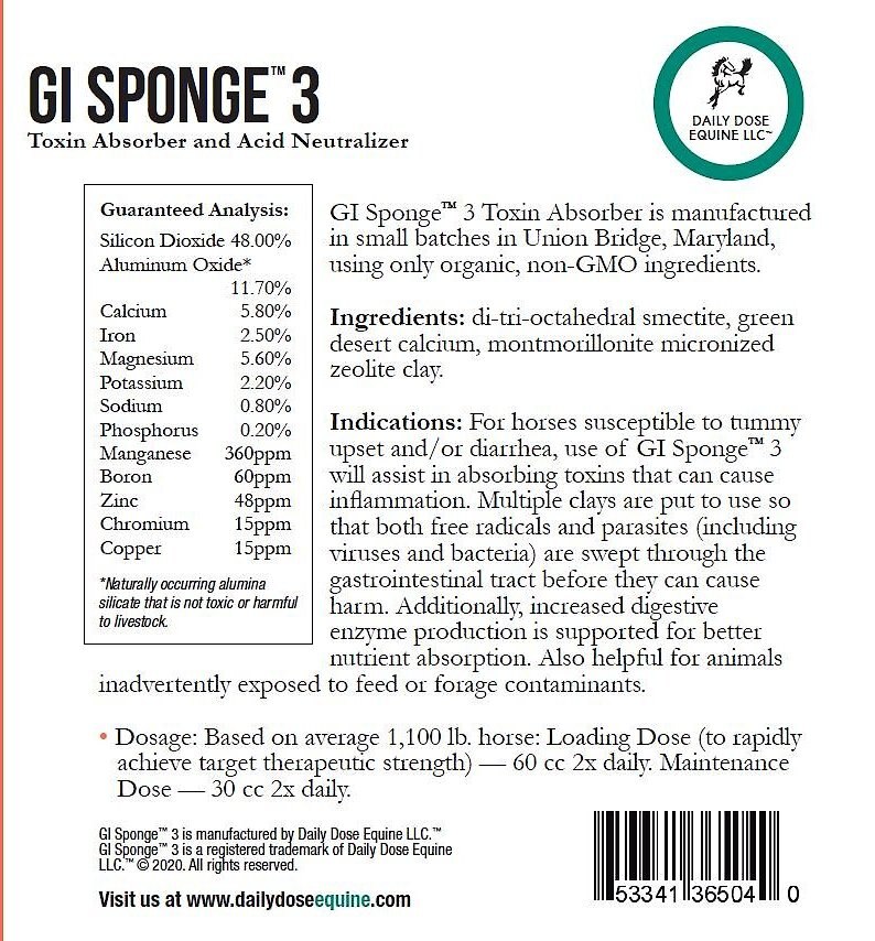 DAILY DOSE EQUINE GI Sponge 3 Toxin Absorber & Acid Neutralizer Powder