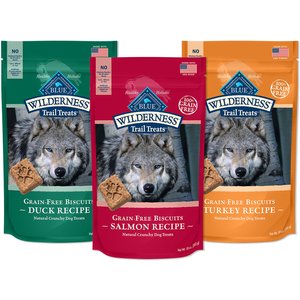 Blue Buffalo Wilderness Trail Treats Grain-Free Variety Pack Crunchy Dog Treats Biscuits, 10-oz bag, 3 count