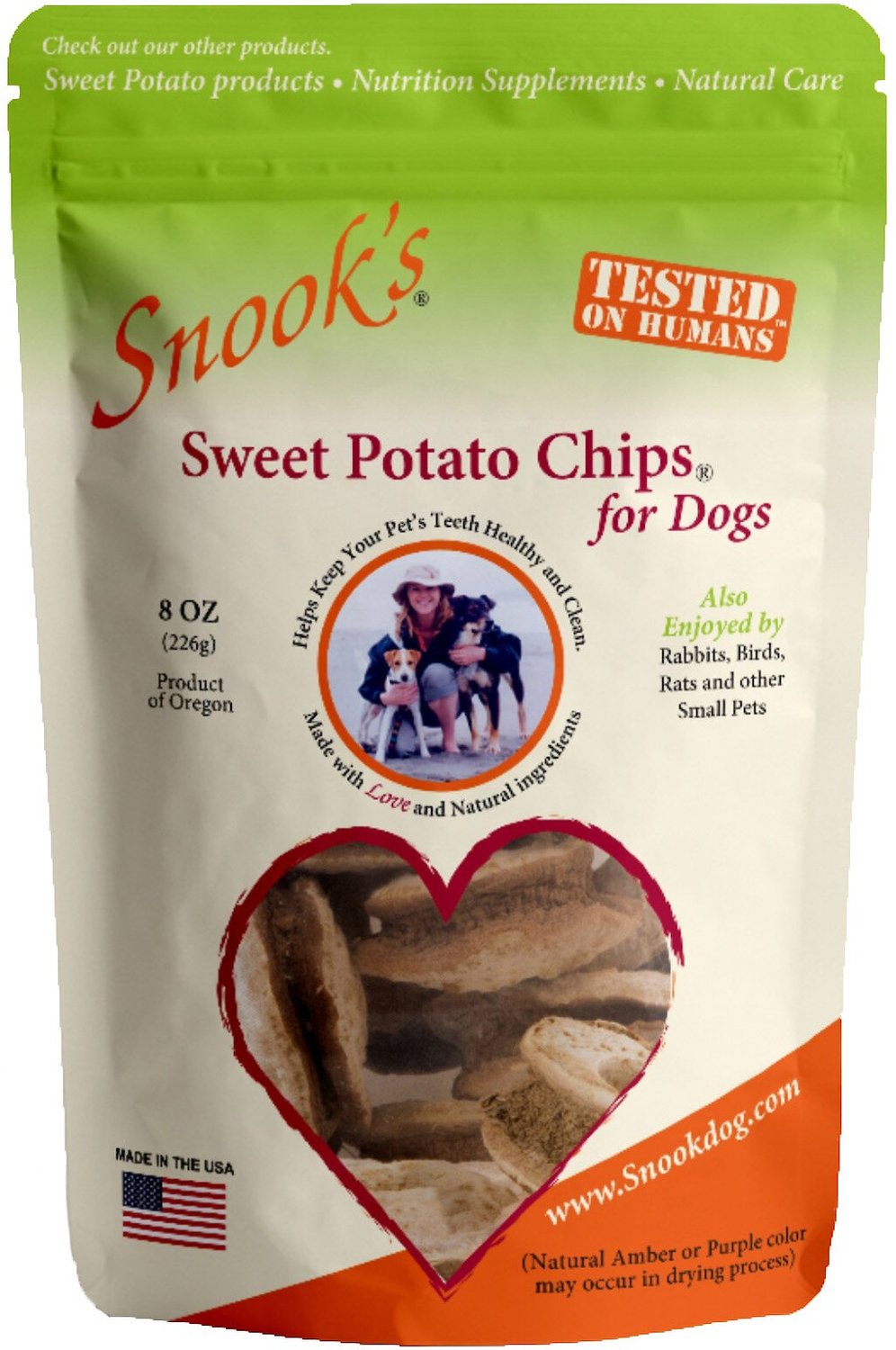 SNOOK'S Sweet Potato Chips Dog Treats, 8oz bag