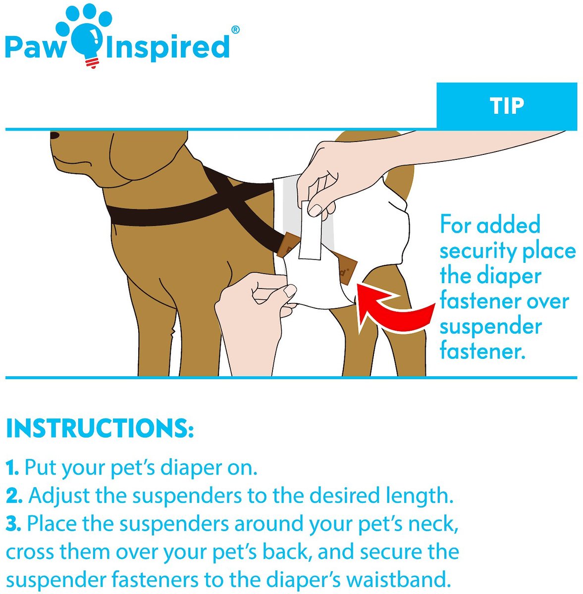 PAW INSPIRED Dog Diaper Suspenders Small Medium Chewy