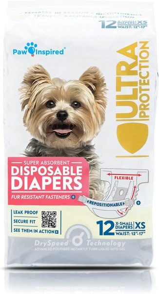 Paw Inspired Disposable Female Dog Diapers, Small: 14 to 19-in waist, 12 count slide 1 of 10