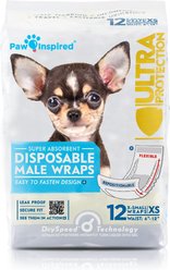 Paw Inspired Ultra Protection Disposable Belly Band Male Dog Wraps, X-Small: 6 to 12-in waist, 12 count