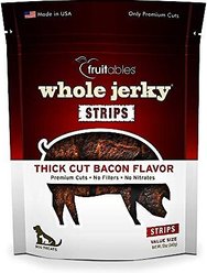 Fruitables Whole Jerky Strips Thick Cut Bacon Flavor Dog Treats, 12-oz bag