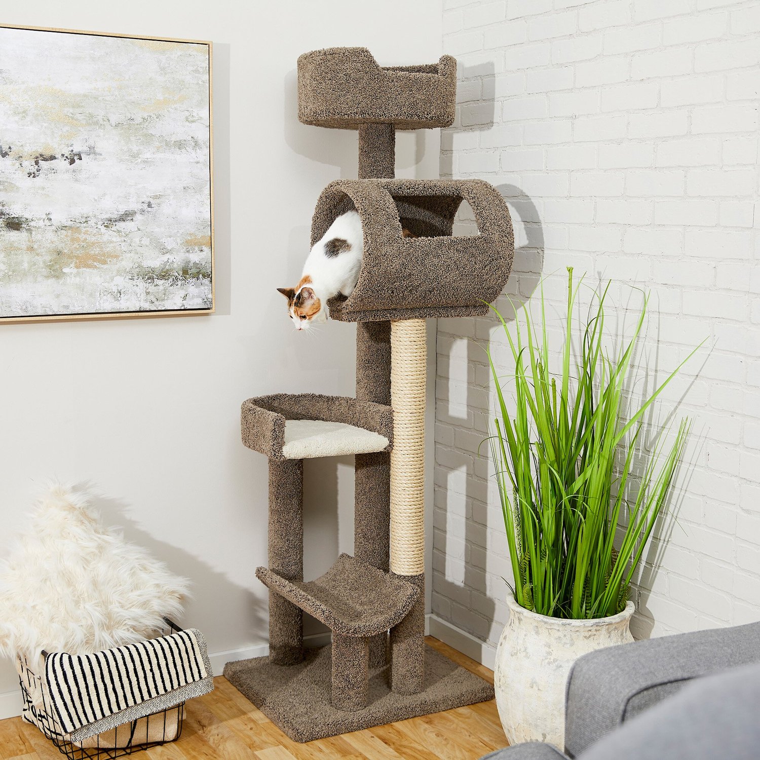 Frisco 69-in Real Carpet Wooden Cat Tree