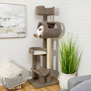 Frisco 69-in Real Carpet Wooden Cat Tree, Gray