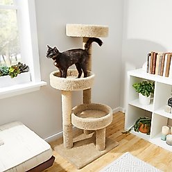 Frisco 50-in Real Carpet Wooden Cat Tree, Beige