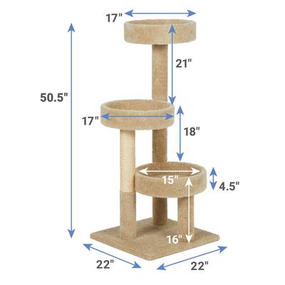Show full view: Frisco 50-in Real Carpet Solid Wood Cat Tree, Beige slide 2 of 6