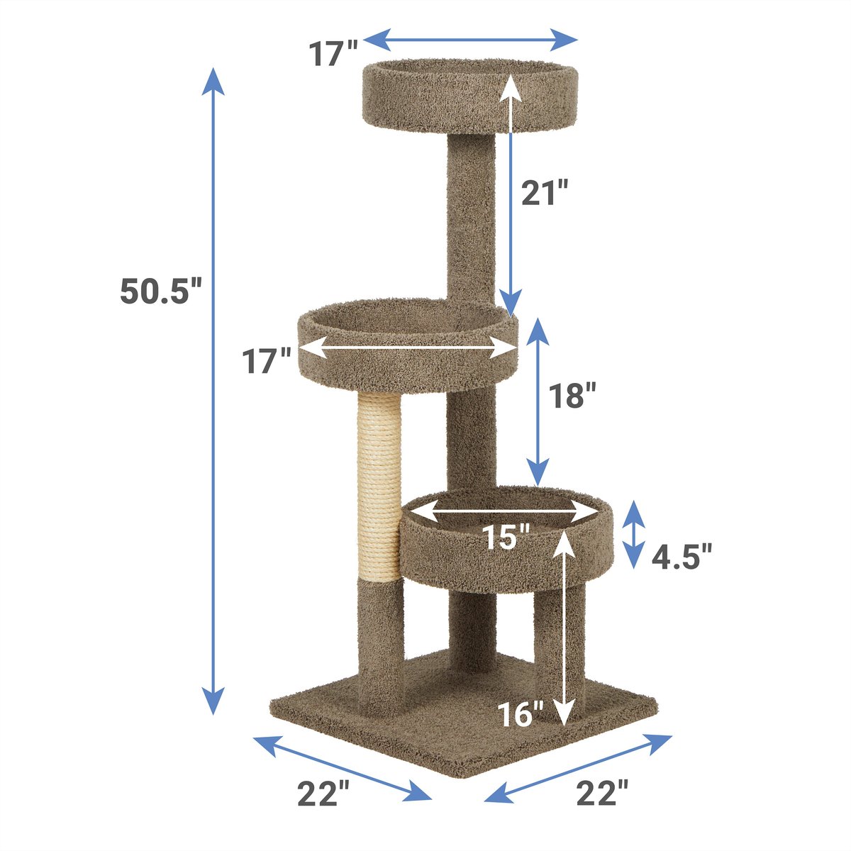 FRISCO 50-in Real Carpet Wooden Cat Tree, Gray - Chewy.com