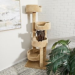 Frisco 65-in Real Carpet Solid Wood Cat Tree, Beige