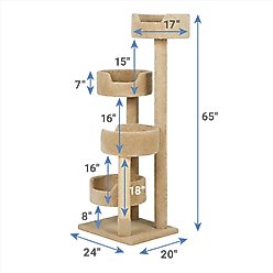 Frisco 65-in Real Carpet Solid Wood Cat Tree, Beige slide 2 of 5