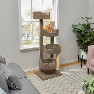 Frisco 65-in Real Carpet Wooden Cat Tree, Gray