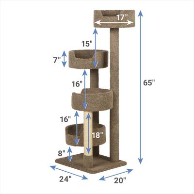 Show full view: Frisco 65-in Real Carpet Solid Wood Cat Tree, Gray slide 3 of 8