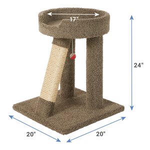 Frisco 24-in Real Carpet Wooden Cat Scratching Perch with Toy, Beige