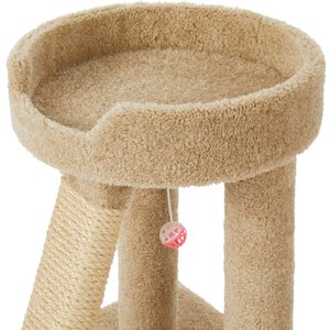 Frisco 24-in Real Carpet Wooden Cat Scratching Perch with Toy, Beige