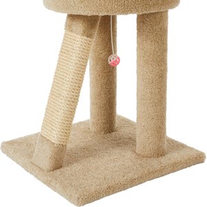 Frisco 24-in Real Carpet Wooden Cat Scratching Perch with Toy, Beige